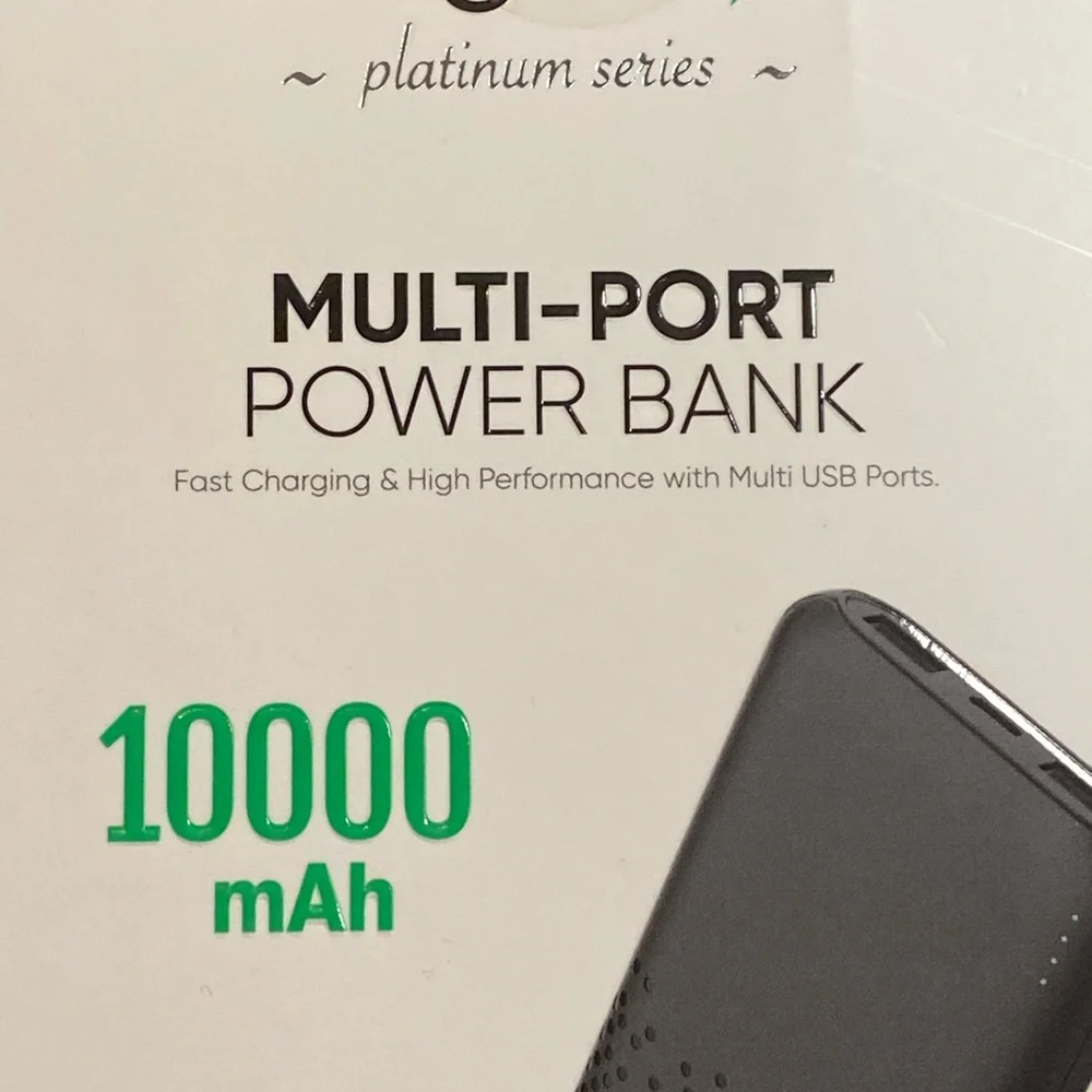 NWT A Charged Life Black Multi-Port Power Bank 10000mAh